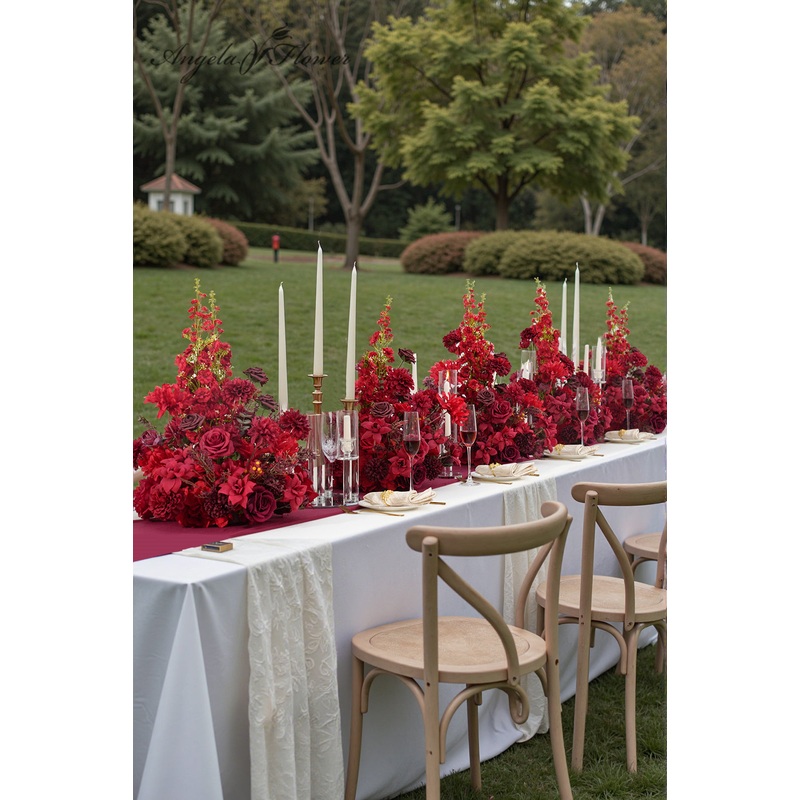 A8966 2pcs Burgundy Red Table Centerpieces Aisle Flower Wedding Banquet Supplies