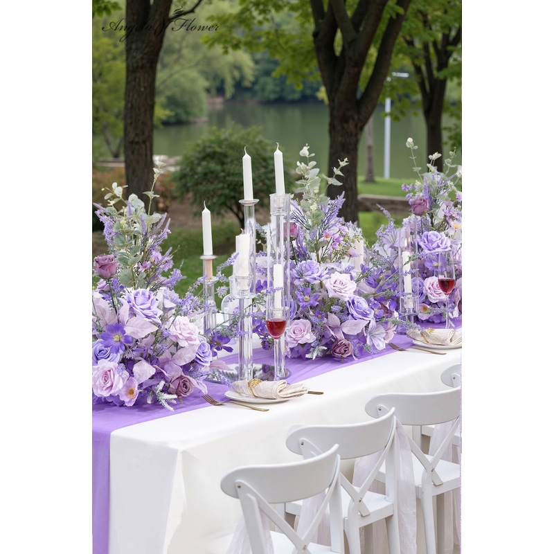 A8967 2pcs Purple Lavender Rose Table Centerpiece Floor Flower Wedding Decor Props