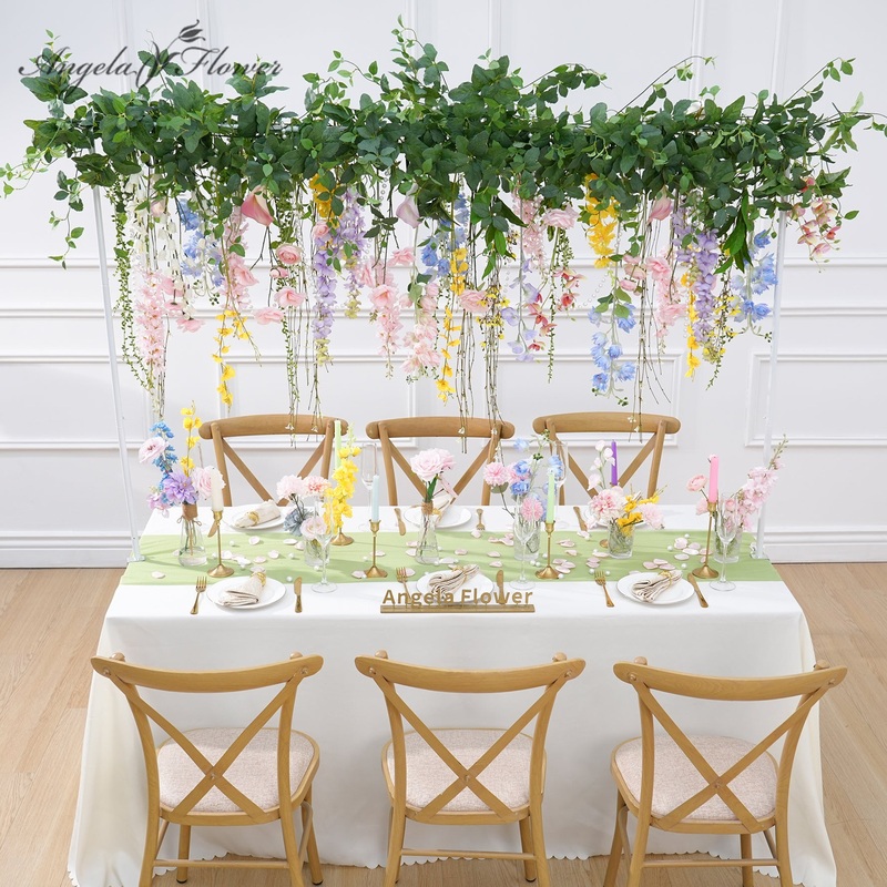 A8969 Colorful Wisteria Vine Flower Row Hanging Floral DIY Material Decor Props