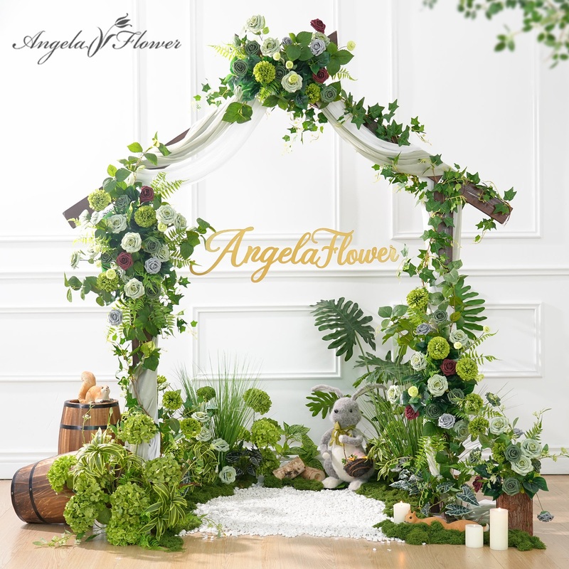 A8972 Mori Green Floral Arrangement Hang Flower Wedding Backdrop Supplies