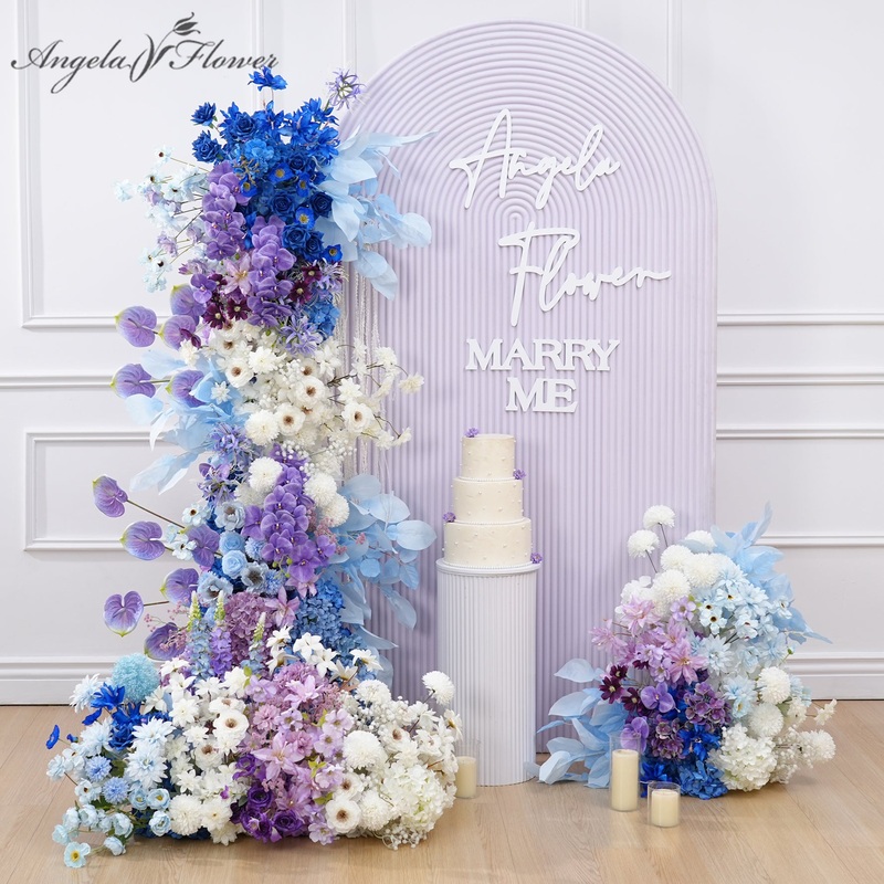 A8973 Purple Orchid Blue Floral Row KT Board Wedding Backdrop Decor Props