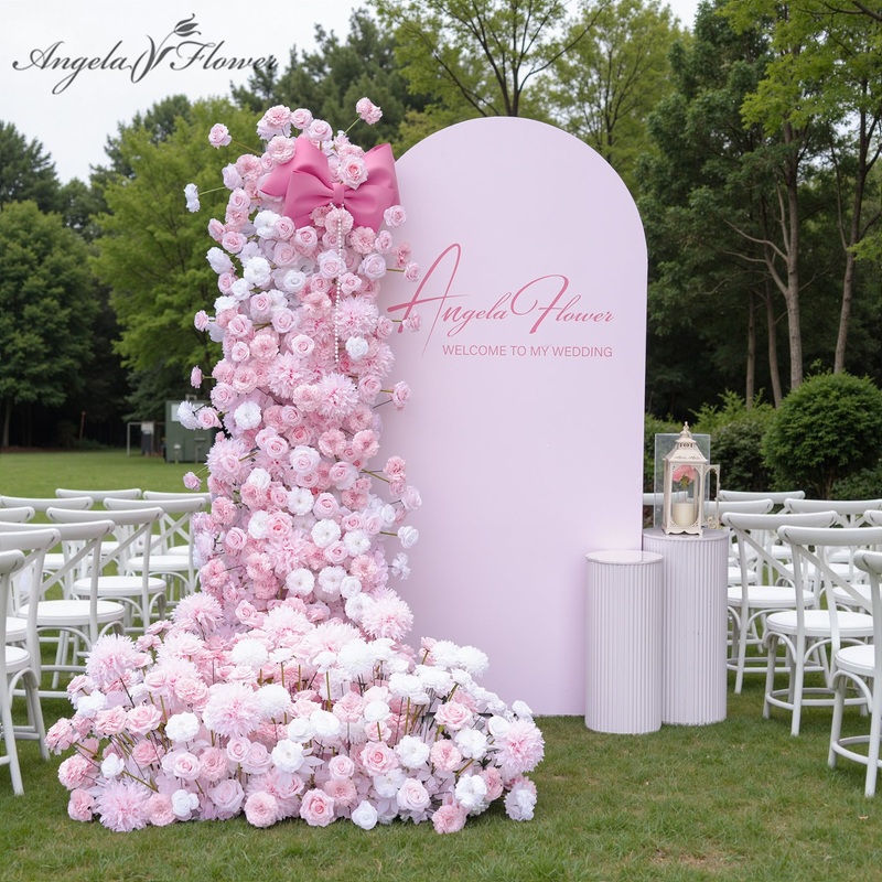 A8986 Luxury Pink White Rose Dahlia Floral KT Board Wedding Backdrop Decor Props