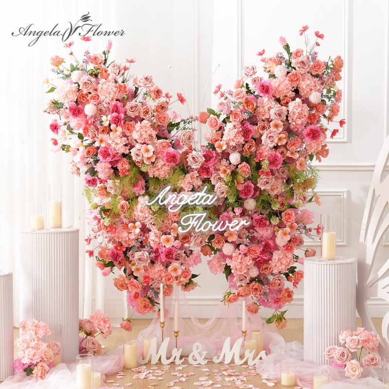 A9010 Pink Butterfly Shaped Arch Flower Arrangement Wedding Backdrop Supplies