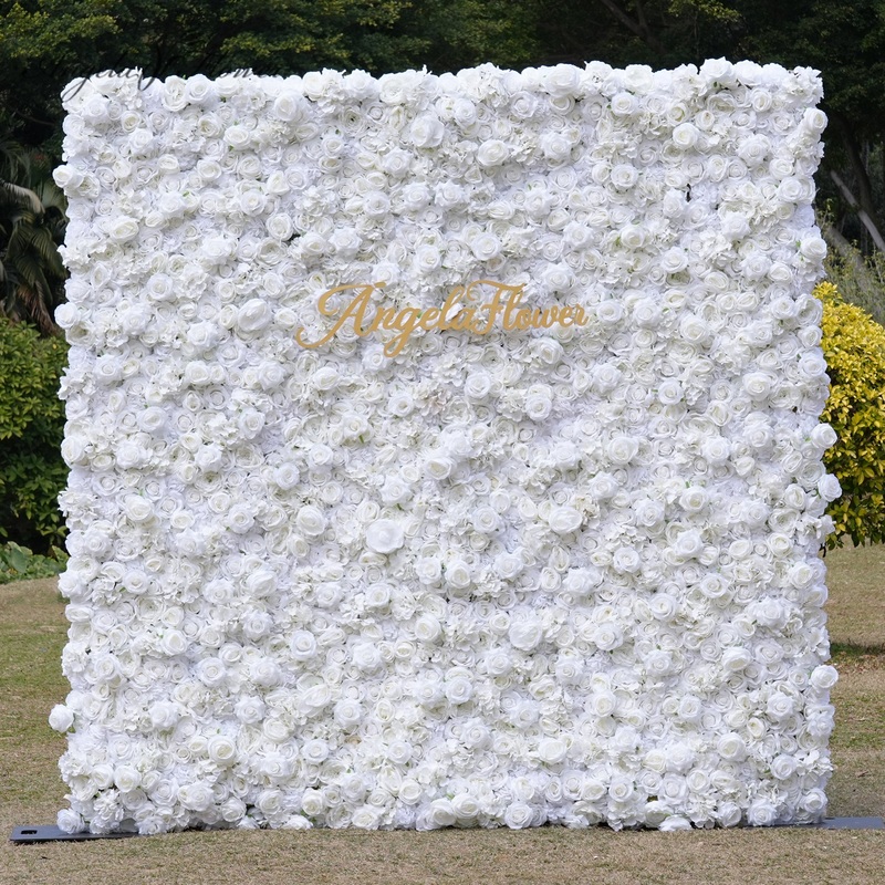 CB051 Pure White Rose 5D Cloth Flower Wall Wedding Backdrop Event Party Props