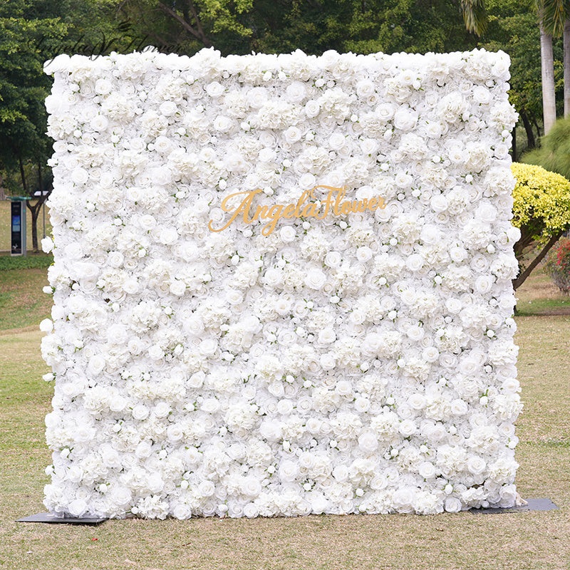 CB157 Pure White Rose Hydrangea Flower Wall 5D Cloth Base Wedding Party Props