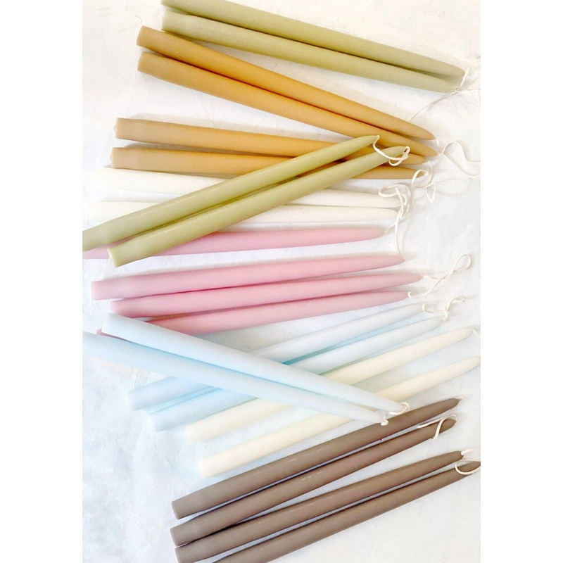 Creative Candle Taper Set-Antique Rose & Sage & Pale Blue & Cafe Au Lait & White Beeswax & Mauve & Slate Grey