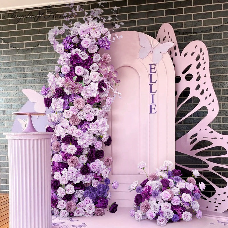 S-A7561 Purple Wedding Backdrop Arch Floral Arrangement