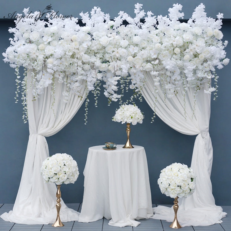 S-A7568 White Rose Cherry Blossom Hang Wisteria Wedding Floral Arrangement