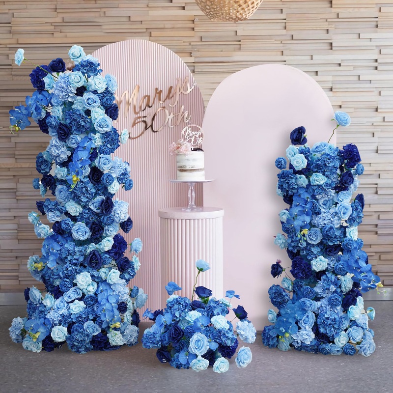 S-A7662 Blue wedding Background Floral Art Rose Hydrangea Orchid Floor Flower