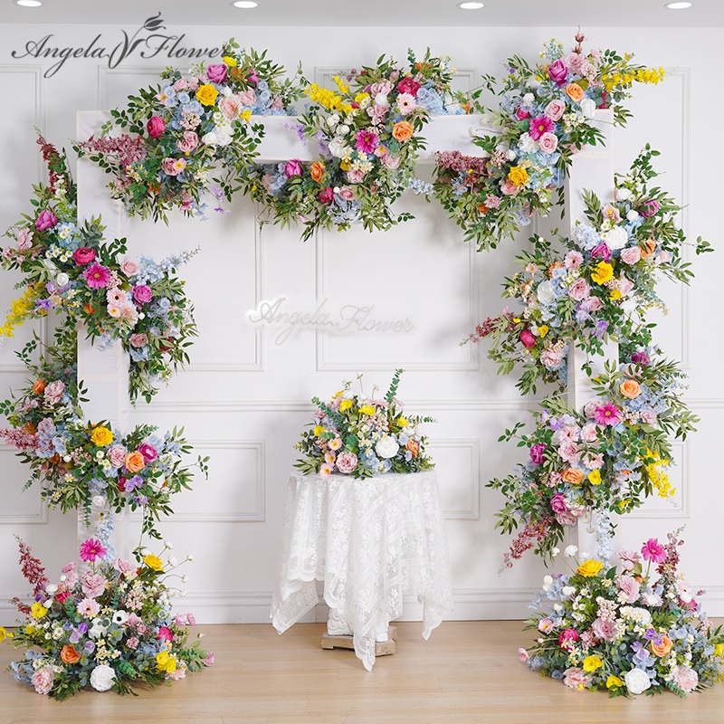 S-A8114 Mori Greenery Rose Peony Wedding Backdrop Frame Decor Event Arch Floral Arrangement