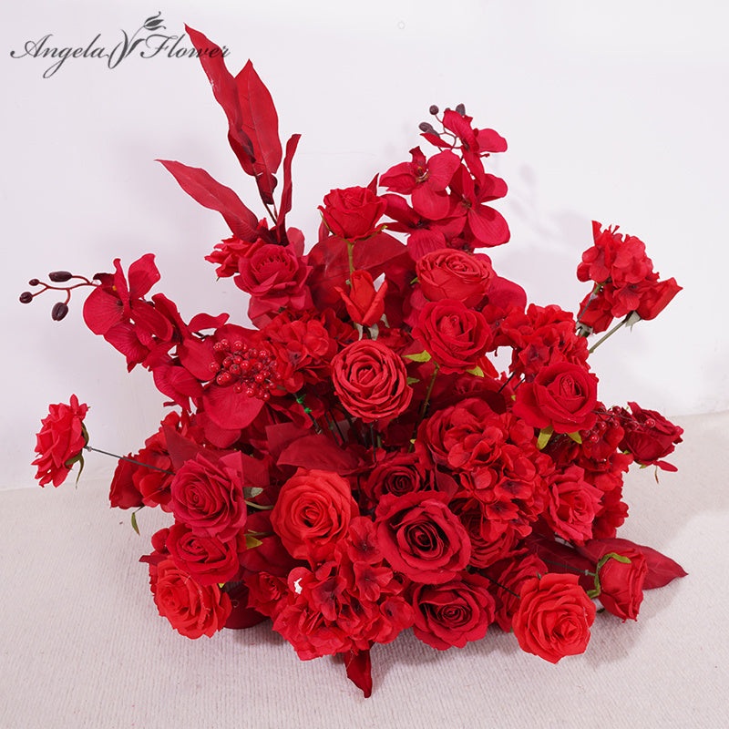 S-A875203 2pcs/set Red Floor Flower Row Decoration Wedding Event Props