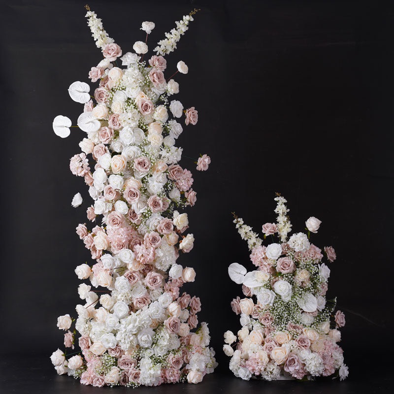 S-A8796 White Pink Wedding Background KT Board Rose Baby Breath Delphinium