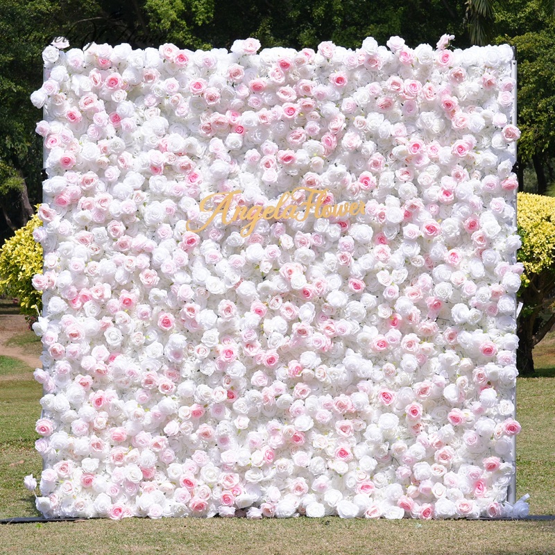 S-A8912 White Pink 5D Flower Wall Cloth Base Wedding Backdrop Supplies