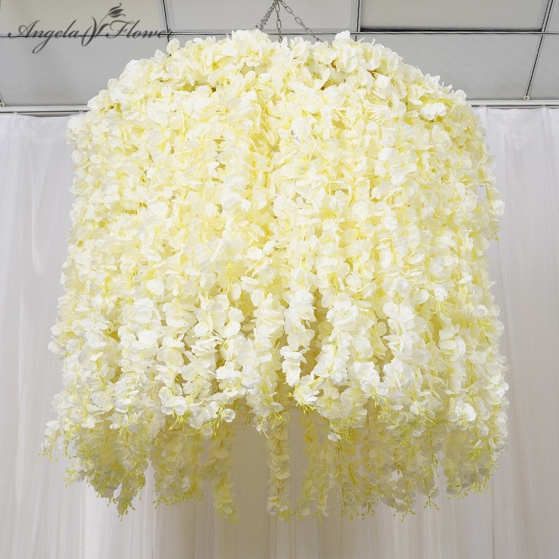 A7789 A3260 1m/1.5m/1.8m Ceiling Round Metal Arch Hoop Decor White Wisteria Hang Flower Wedding Backdrop