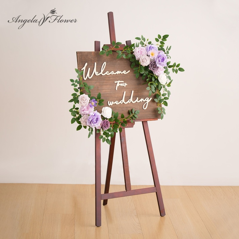 A9002 2pcs Purple Deluxe Welcome Sign Flowers Arrangement Hanging Floral Decor