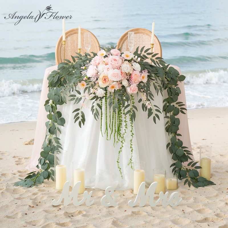 A9004 7.5ft Pink Willow Leaves Garland Table Flower Event Party Decor Props