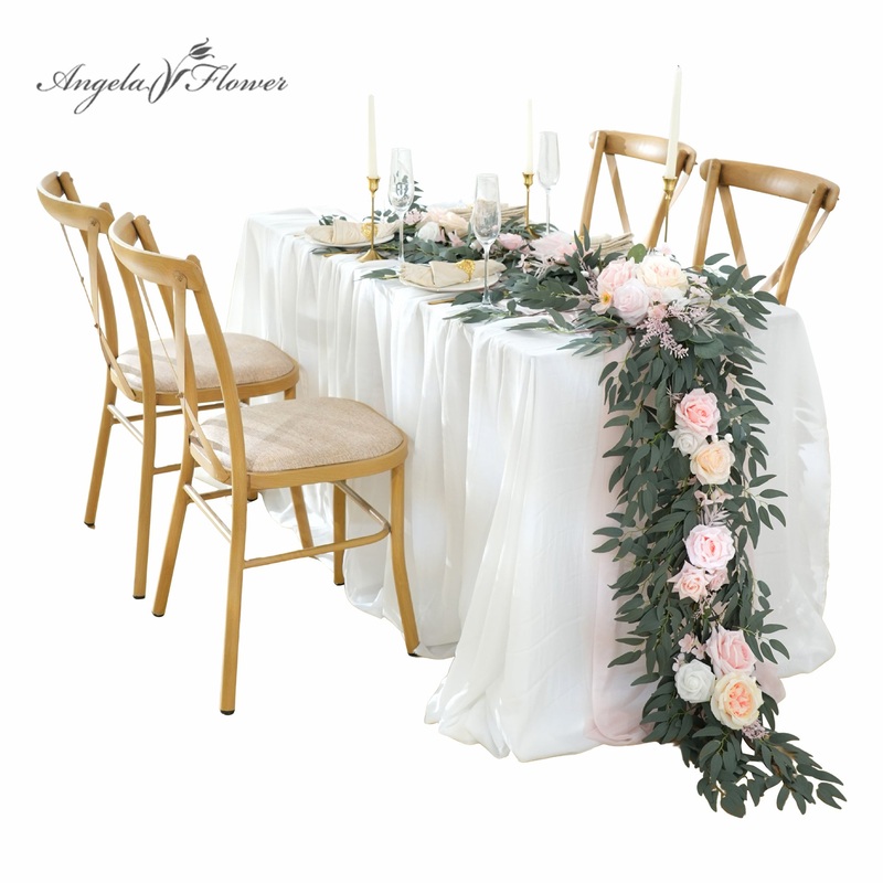 A9004 7ft Pink Champagne Artificial Garland Floral Arrangement Wedding Backdrop Decor