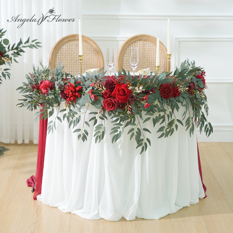 A9005 7ft Red Rose Willow Leaf Garland Wedding Party Event Props