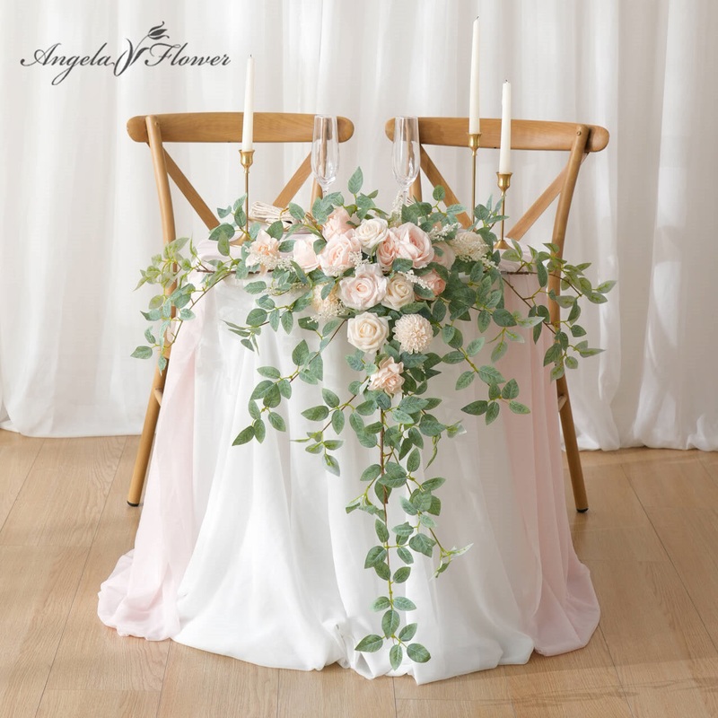 A9007 2pcs Champagne Pink Eucalyptus Garland Table Flower Ceremony Arch Supplies