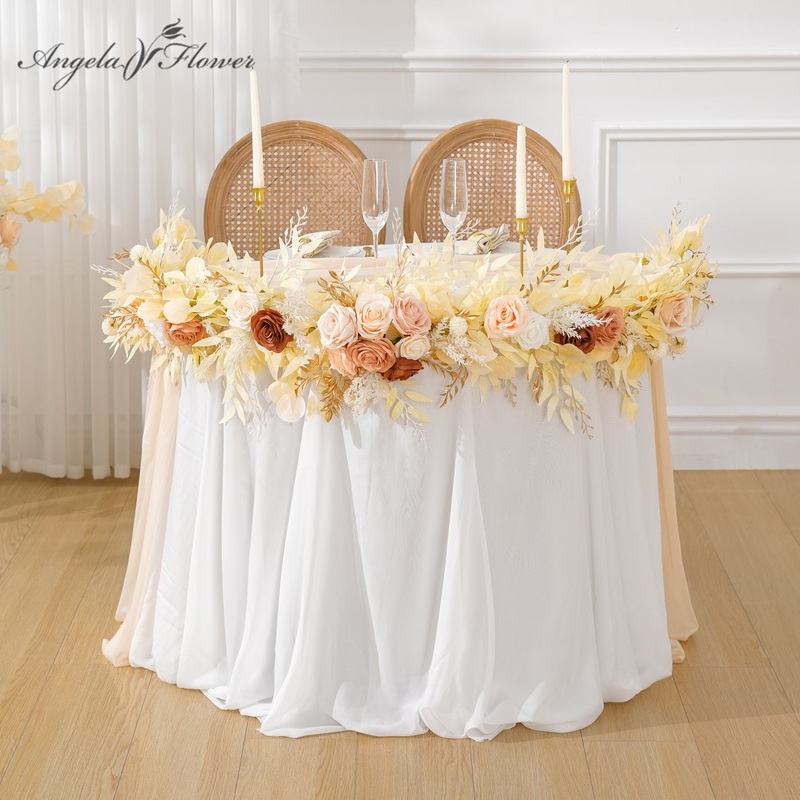 A9008 7ft Champagne Eucalyptus Leaves Garland Table Flower Ceremony Arch Props