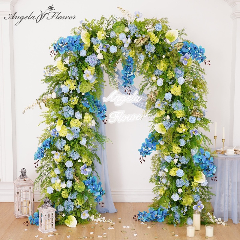 A9016 Mori Greenery Orchid Flower Row Wedding Ceremony Backdrop Door Arch