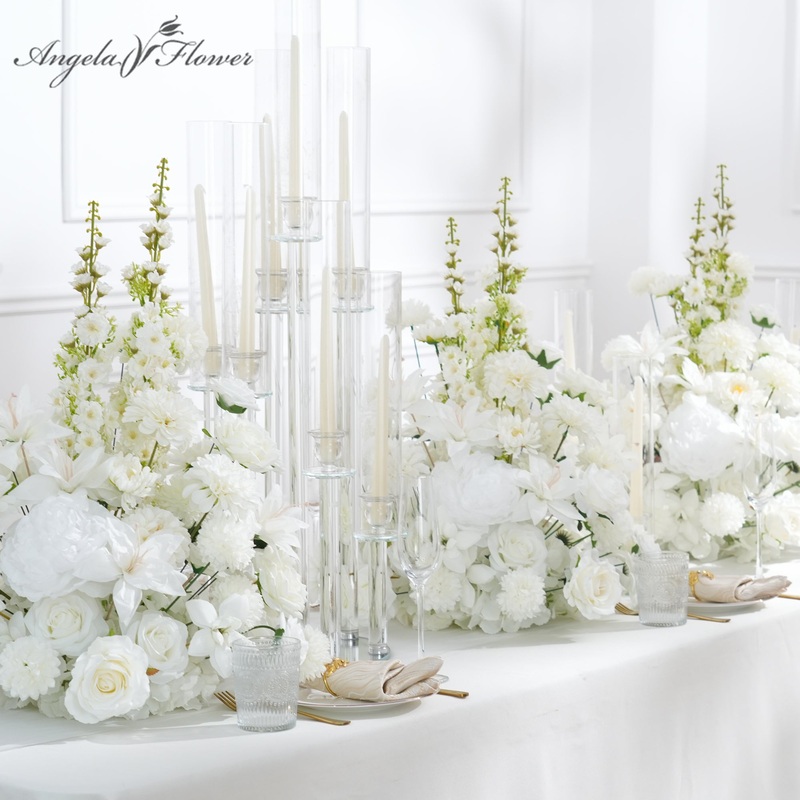 A9020 2pcs White Floral Arrangement Table Centerpieces Wedding Reception Aisle Decor