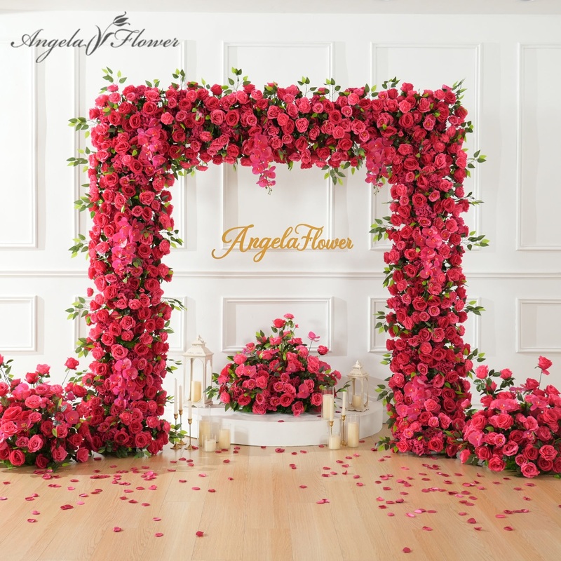 A9035 Hot Pink Flower Row Table Centerpieces Wedding Ceremony Decor Square Arch