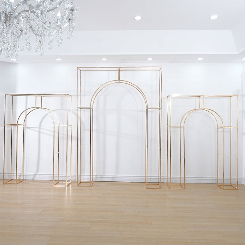 S-A7077 2M/2.6M Gold-plated Iron Square Screen Flower Stand Wedding Prop