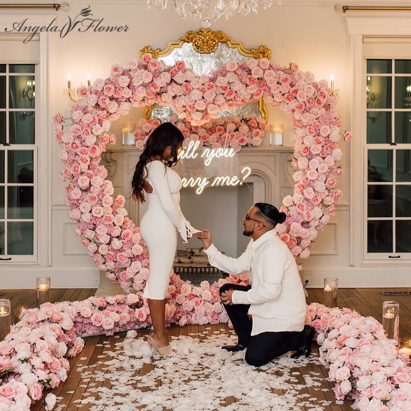 S-A7448 Luxury Pink Heart-Shaped Shelf Floral Arrangement Wedding Arch Decor