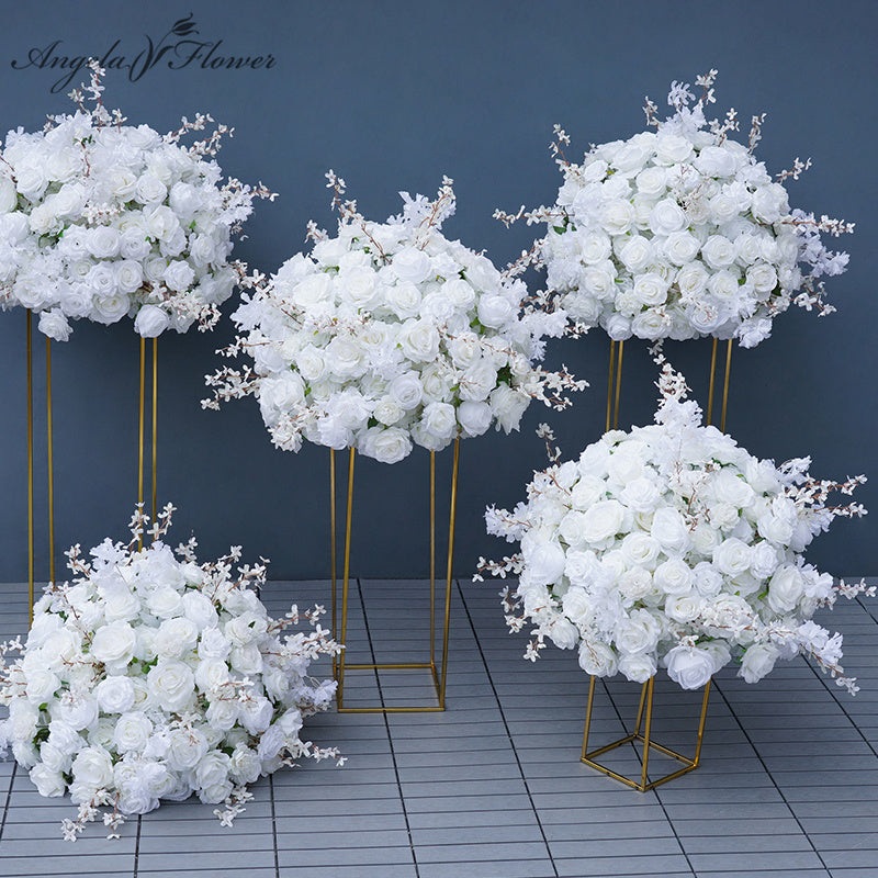 S-A7721 2pcs/set White Large 70cm Wedding Table Centerpieces Ball Rose Floral Ball