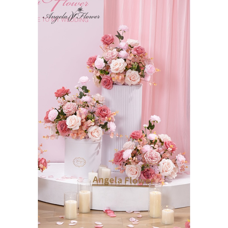 S-A8141 2pcs Pink Rose Table Centerpieces Wedding Event Banquet Supplies