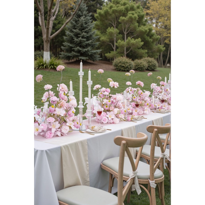 S-A8962 2pcs Pink Lily Rose Table Centerpieces Floor Flower Party Event Decor Props