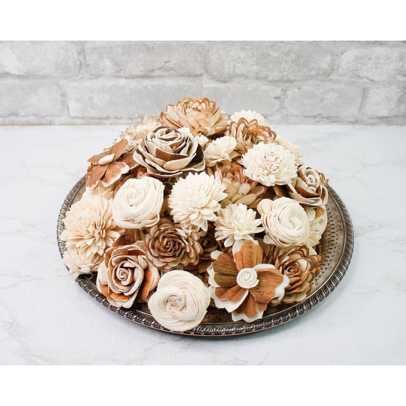 100 Random Assorted Wood Flowers