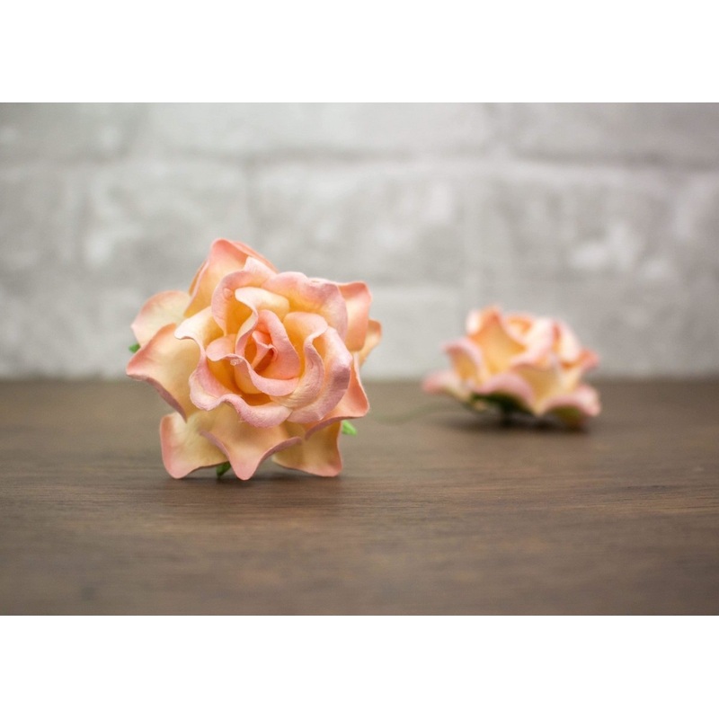 2 Mulberry Wood Flower – Blush/Ivory (5 Pack)
