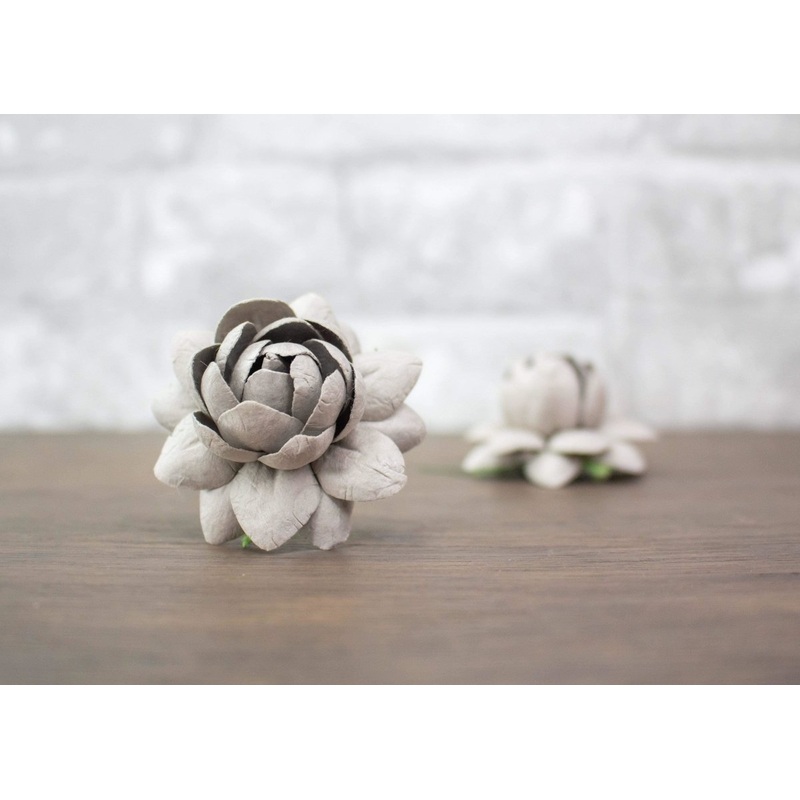 2 Mulberry Wood Flower – Grey (5 Pack)