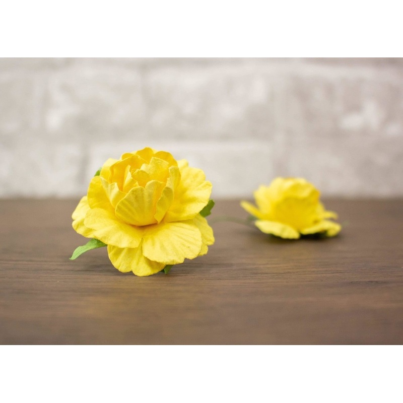 2 Mulberry Wood Flower – Yellow (5 Pack)