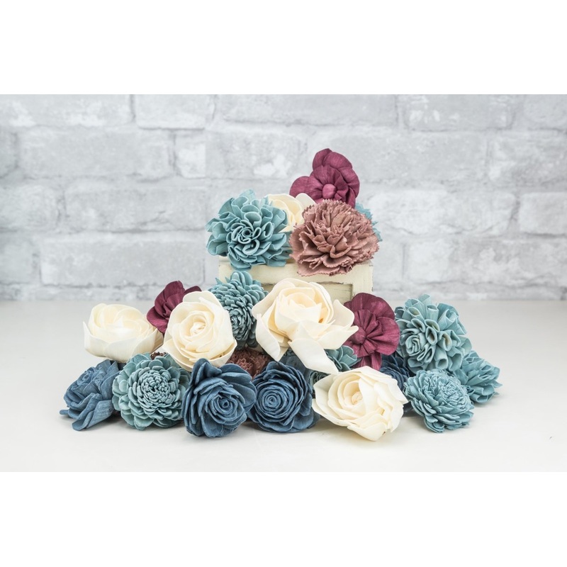 Dusty Blue and Burgundy Assortment