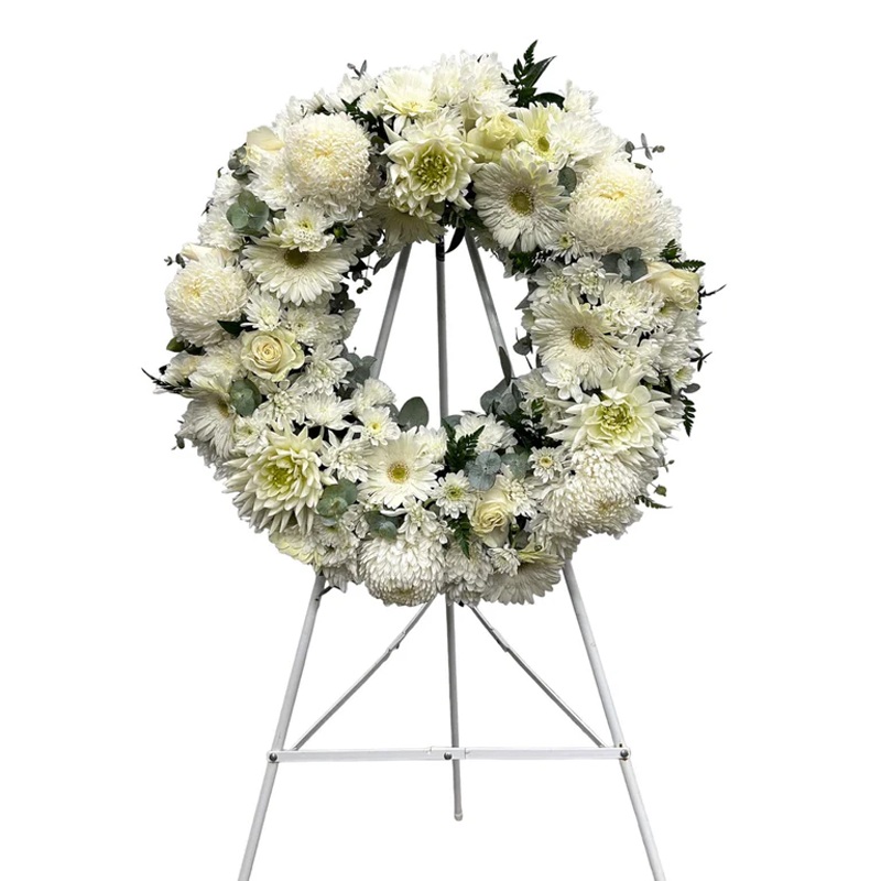 All Seasonal Mixed White Funeral Wreath