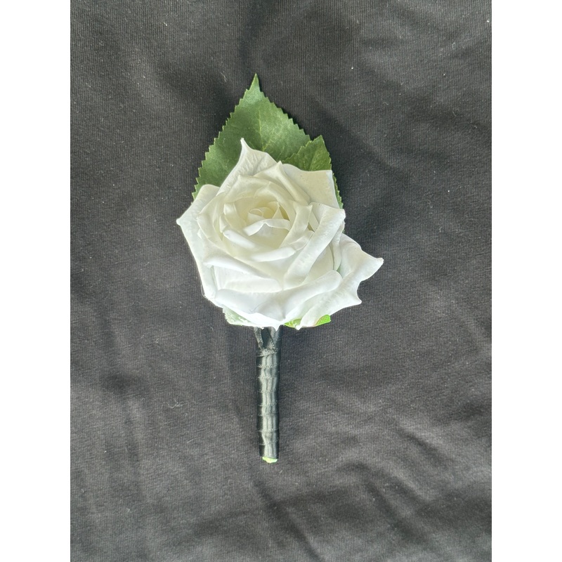 Classic White Rose Boutonniere (artificial)