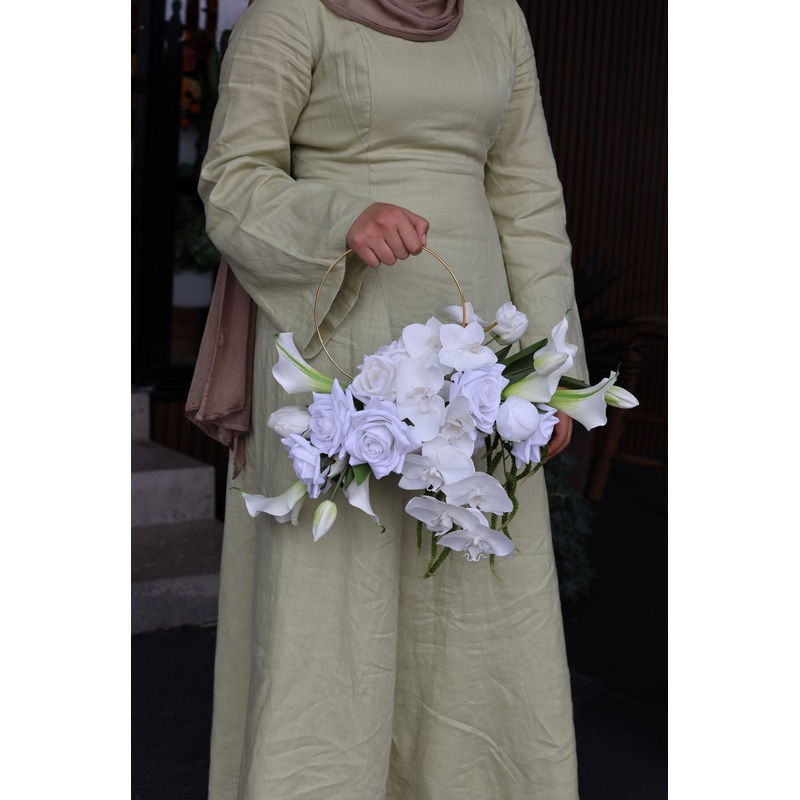 Graceful White Harmony Hoop Bouquet ( artificial)