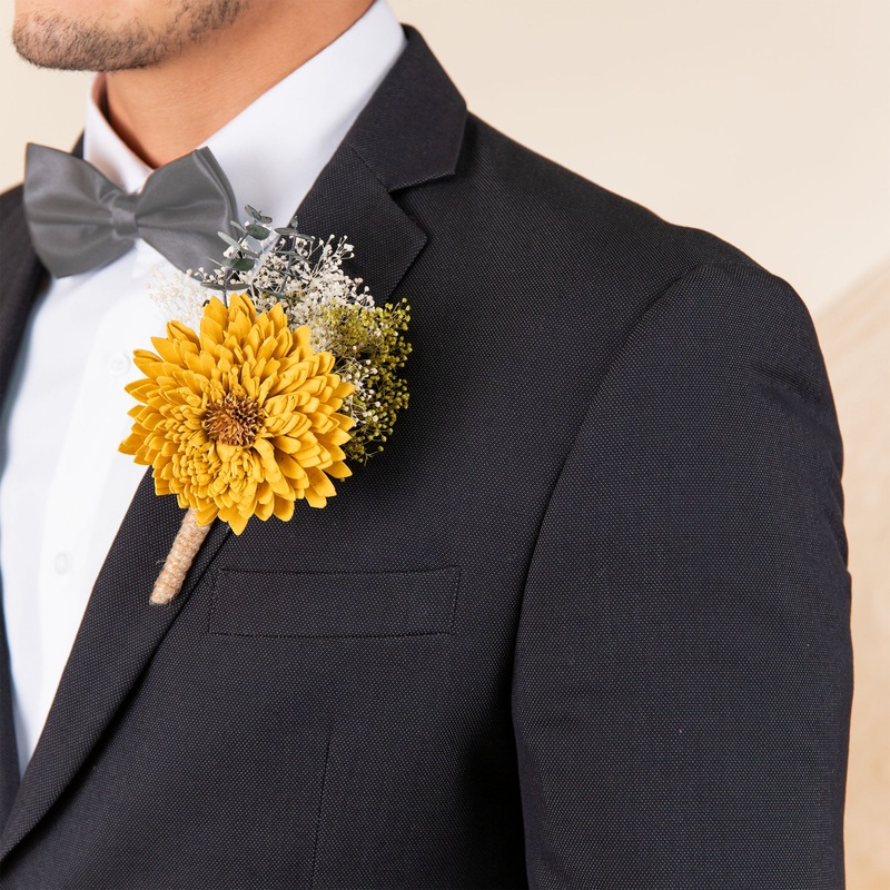 Sunflower Daze Father’s Boutonniere (Set of 2)*