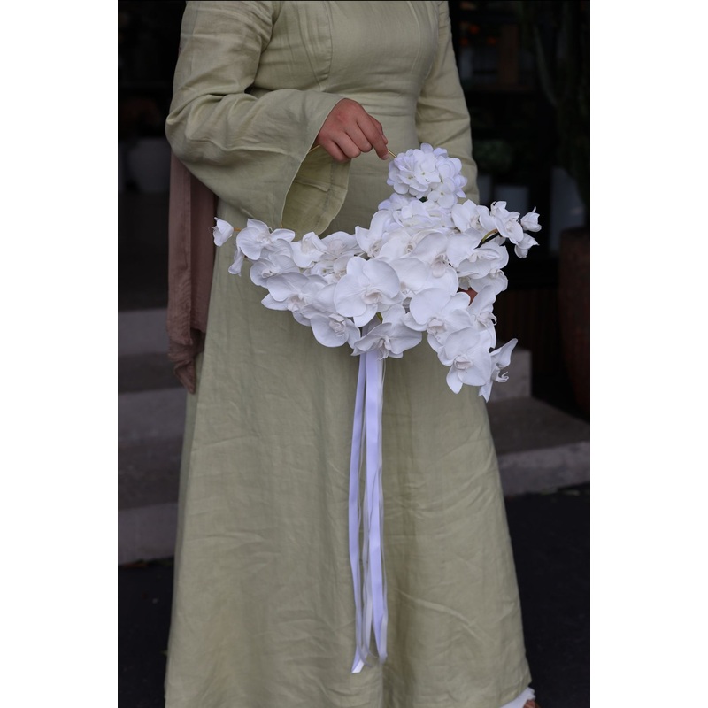 White Orchid Cascade Bouquet ( artificial)