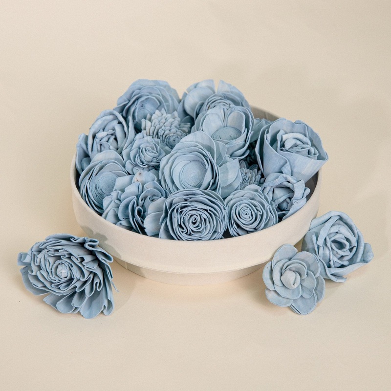 25-Pack of Dusty Blue-Colored Mixed Flowers