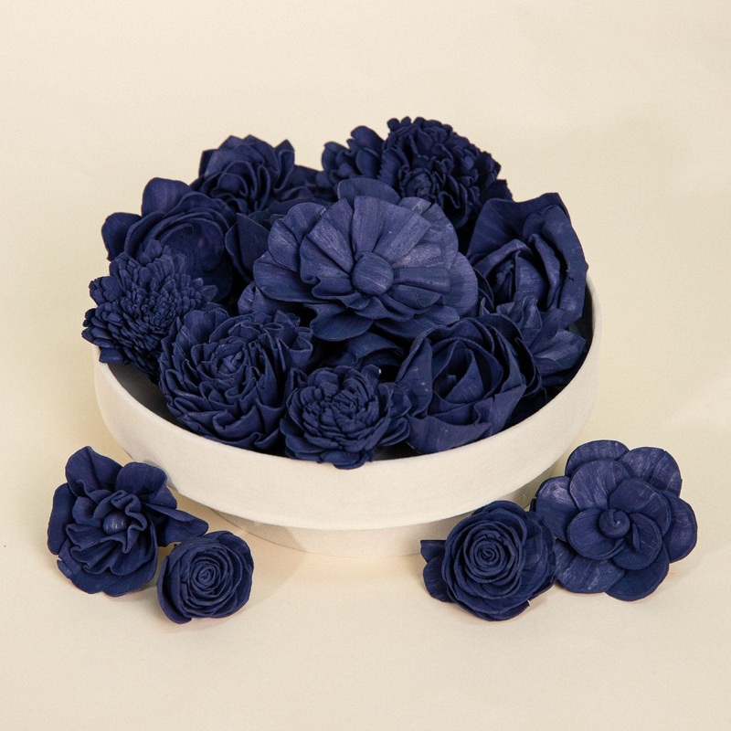 25-Pack of Navy-Colored Mixed Flowers
