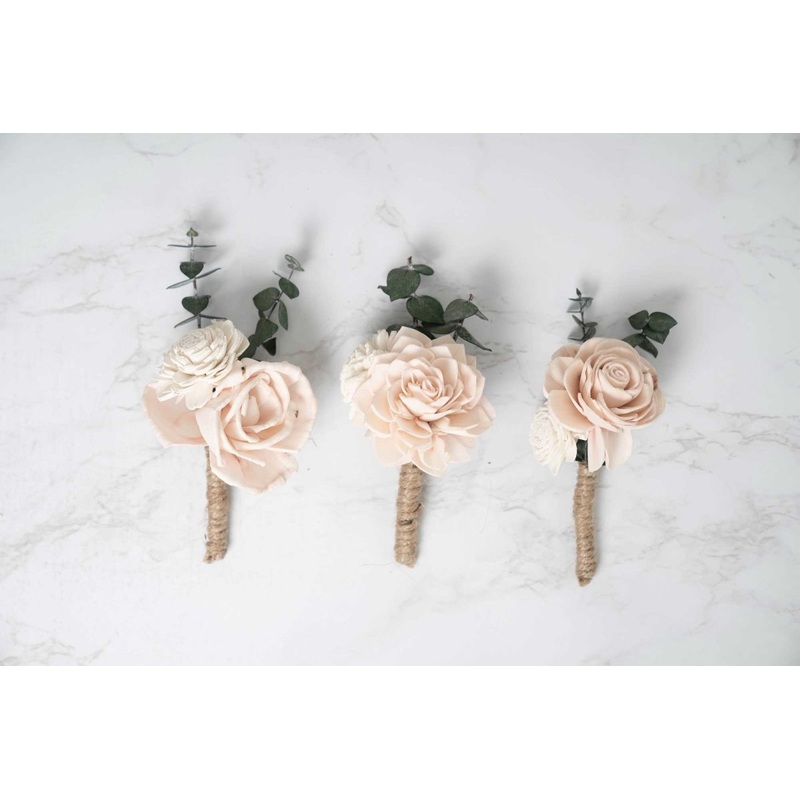Blush Beauty Boutonniere (Set of 3)