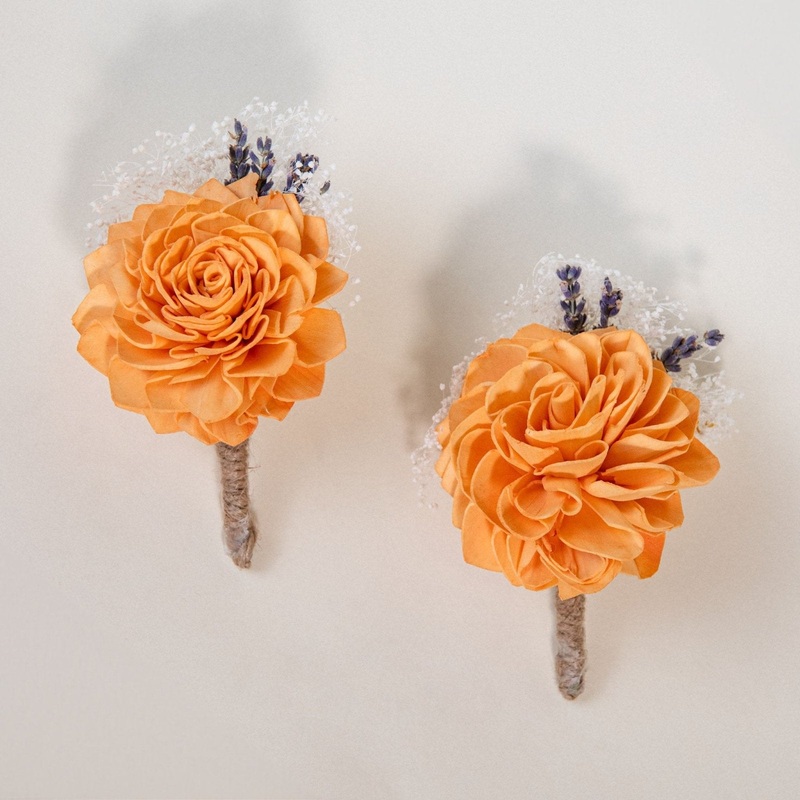 Peach Dawn Father’s Boutonniere (Set of 2)