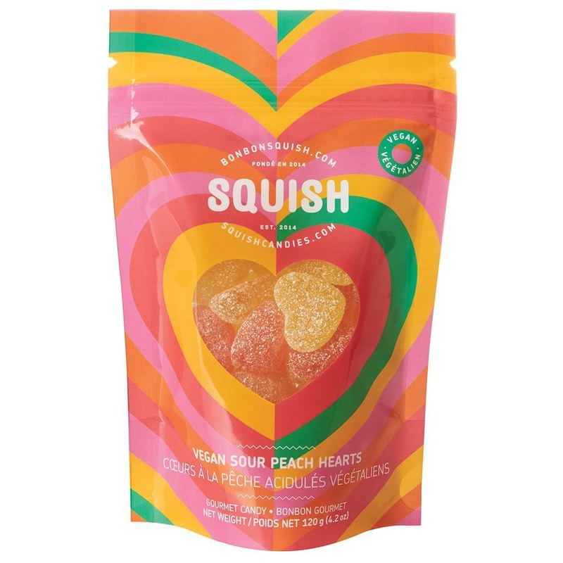 Vegan Sour Peach Gummy Hearts