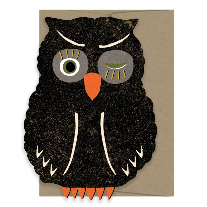 Winking Owl Spooky Greeting Card