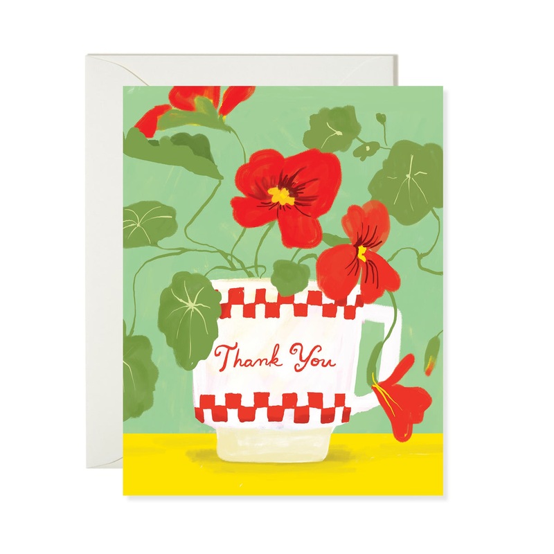 Milk Glass Floral Thank You Card