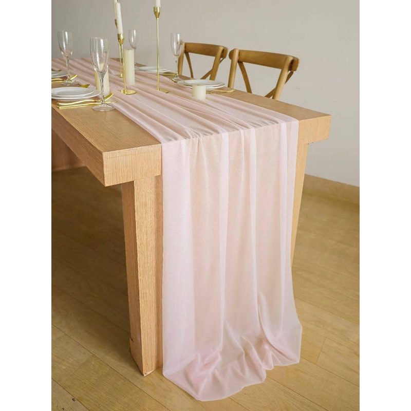 9.8Ft Blush Sheer Chiffon Table Runner